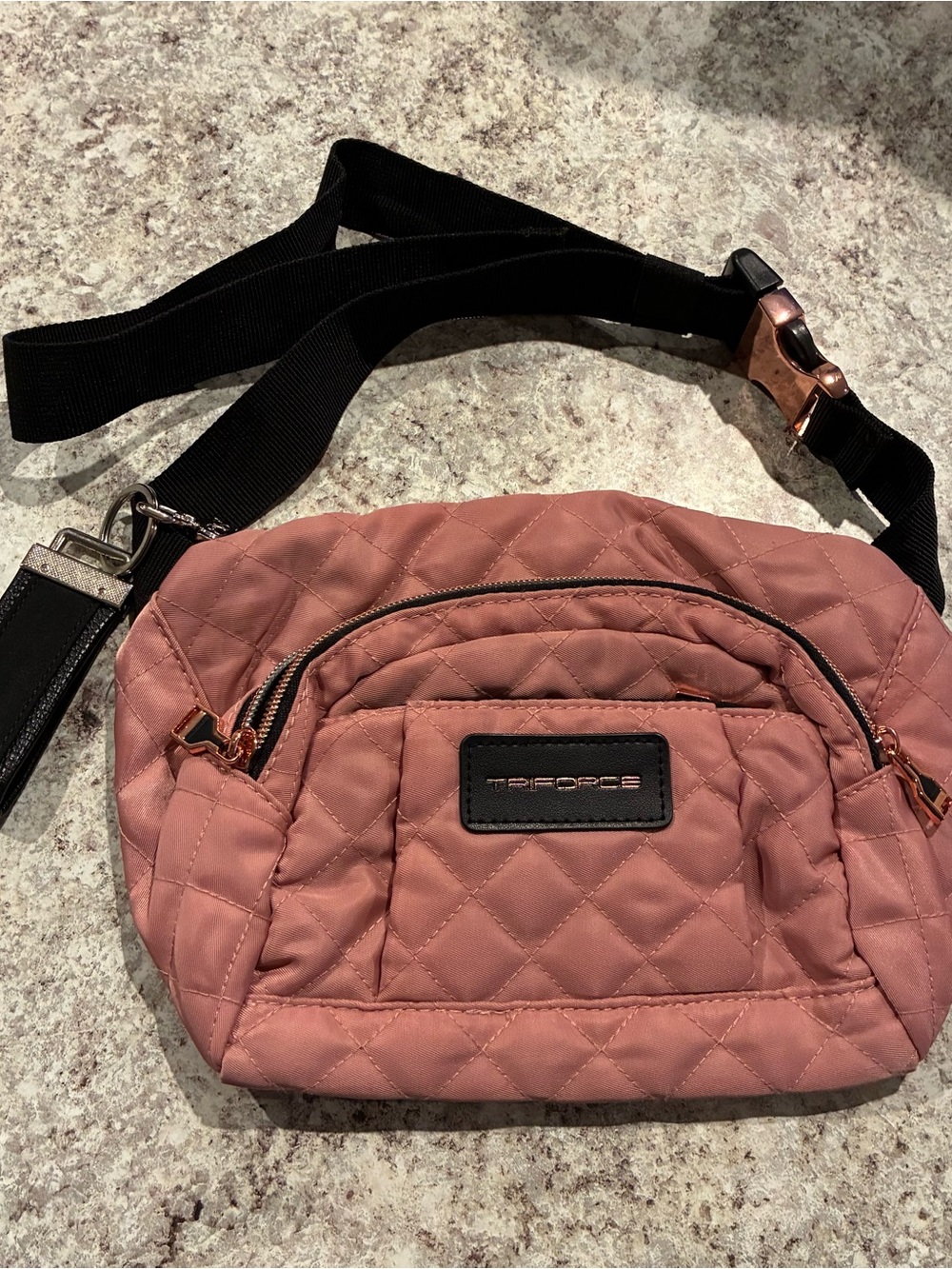 Triforce x Samantha Brown Quilted Crossbody Belt Bag in Dusty Rose